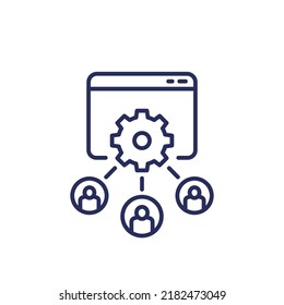 load testing line icon, multiple users accessing service