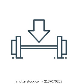 Load weight icon with dumbbell and arrow in grey outline style