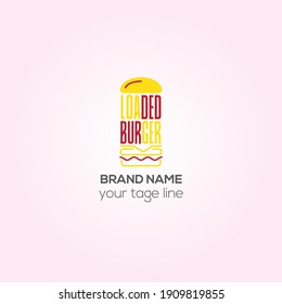 Loaded Burger vector logo, Fast food Burger creative logo, Fast food Café Identity design, restaurant logo,