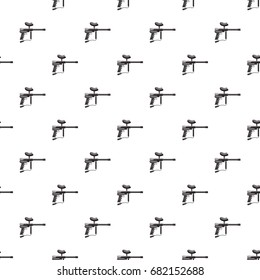 Loaded gun for paintball pattern seamless repeat in cartoon style vector illustration