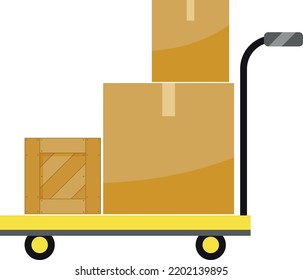 Loaded Pallet Jack Icon. Warehouse Pump Truck With Shipping Containers