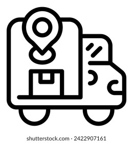 Loaded truck location icon outline vector. Service goods. Storage logistic
