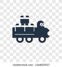 Loaded truck side view vector icon isolated on transparent background, Loaded truck side view logo concept