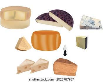 loaded with various types of mature and soft cheeses