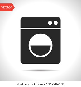 loaded washing machine illustration. Laundry vector icon