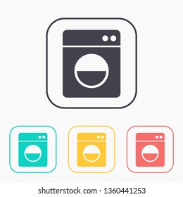 loaded washing machine illustration. Laundry vector color icon set 