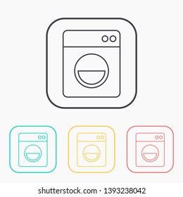 loaded washing machine illustration. Laundry vector outline icon 