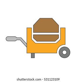 Loaded Wheelbarrow Icon Vector Illustration