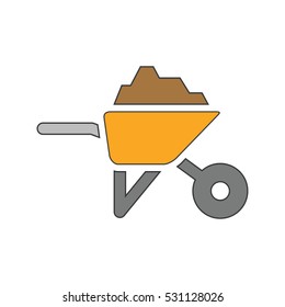 Loaded Wheelbarrow Icon Vector Illustration