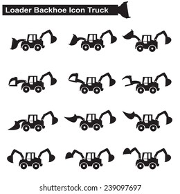  Loader Backhoe  Construction machines  icon set 
