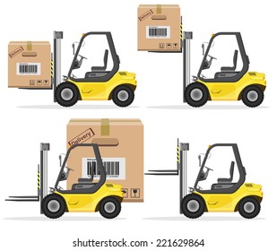 Loader with Box. Shipment Icons Set. Vector illustration