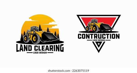 Loader bulldozer heavy construction equipment illustration vector