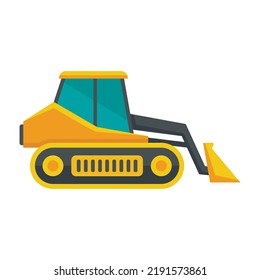 Loader bulldozer icon. Flat illustration of loader bulldozer vector icon isolated on white background