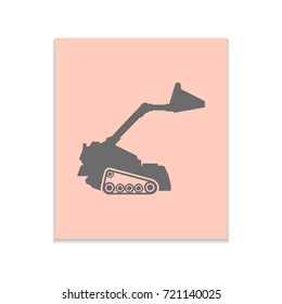 Loader car sign Vector black icon on color sticker. Material design