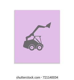 Loader car sign Vector black icon on color sticker. Material design