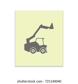 Loader car sign Vector black icon on color sticker. Material design