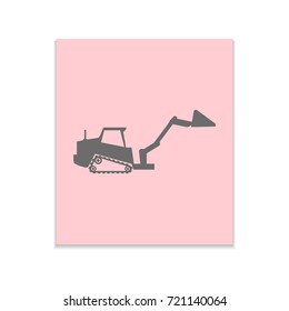 Loader car sign Vector black icon on color sticker. Material design