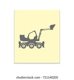 Loader car sign Vector black icon on color sticker. Material design