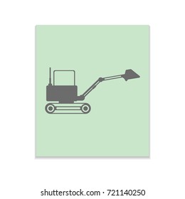 Loader car sign Vector black icon on color sticker. Material design