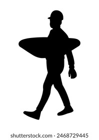 Loader carries a load, black silhouette of a man