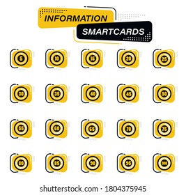 Loader color vector icons on information smart cards for user interface design