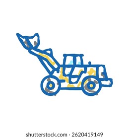 Cargador de la construcción del vehículo del coche doodle icono del bosquejo del Vector. Cargador de la construcción del coche del vehículo de la muestra
