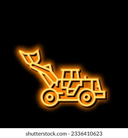 loader construction car vehicle neon light sign vector. loader construction car vehicle illustration