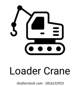 loader crane glyph icon, vector glyph design