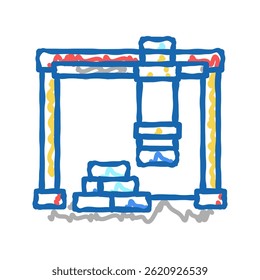 Cargador grúa puerto doodle icono bosquejo Vector. cargador grúa puerto signo. ilustración de símbolo aislado