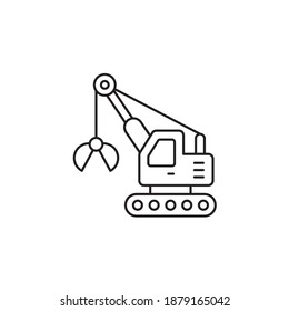 Loader Crane Vector Outline Icon Style Illustration. EPS 10 File 