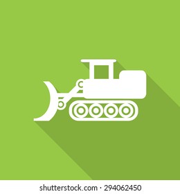  loader dozer flat style icon with long  shadow