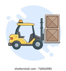 loader with drawers. Flat line illustration for web and app.