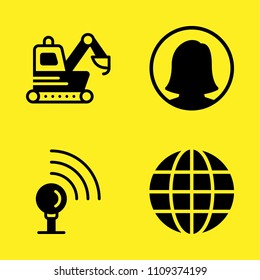 loader, earth globe symbol of grid, wifi and user vector icon set. Sample icons set for web and graphic design