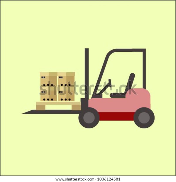 Loader, forklift loading\
boxes, ship, truck, warehouse, box. Flat design, vector\
illustration. Vector.