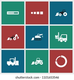 Loader icon. collection of 9 loader filled icons such as forklift, loading. editable loader icons for web and mobile.