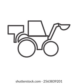 Loader Icon Depicting a Construction Vehicle in Black and White