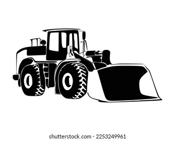 loader icon, heavy equipment silhouette, heavy equipment symbol, project tool, wheel loader