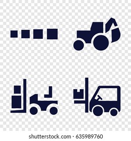 Loader icons set. set of 4 loader filled icons such as excavator, forklift