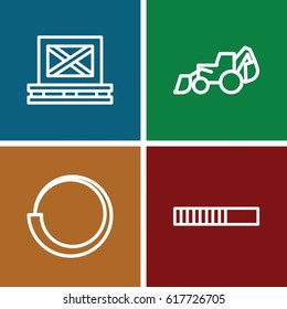 Loader icons set. set of 4 loader outline icons such as excavator, cargo on palette