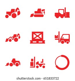 Loader icons set. set of 9 loader filled icons such as forklift, excavator, cargo on palette
