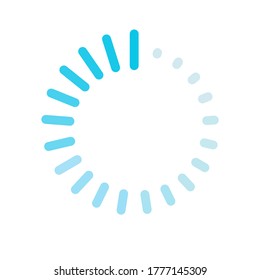 Loader or loading icon isolated vector rotating indicator for animated downloading process symbol, preloader bar blue color