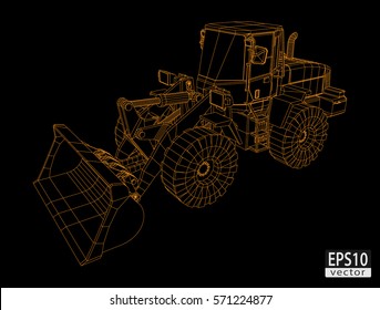 Loader Machine Wireframe | EPS10 Vector