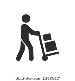 Loader Man Dolly Cart Icon Deliveryman Stock Vector (Royalty Free ...