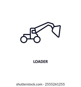 loader outline icon.  Thin line icon from construction tools collection. Editable vector isolated on white background