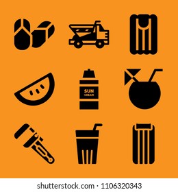 loader, peaceful, sweet, party, bed and nobody icon vector set. Flat vector design with filled icons. Designed for web and software interfaces