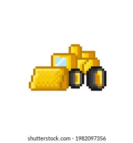 Loader pixel art. Construction vehicle. Icon Vehicles. Vector illustration.