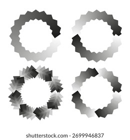Loader ring set. Jagged polygon shape. Progress Vector indicator. Grayscale loading symbol.