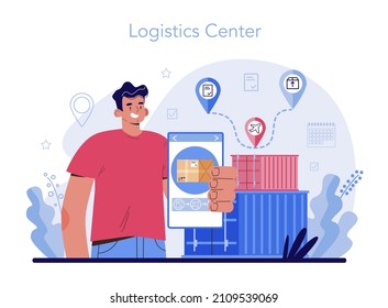 Loader service. Stevedore in uniform carrying a cargo. Delivery man holding box. Idea of transportation and distribution. Flat vector illustration