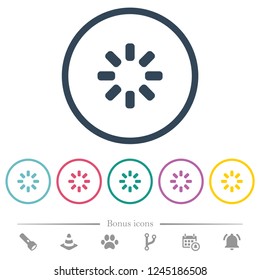Loader symbol flat color icons in round outlines. 6 bonus icons included.