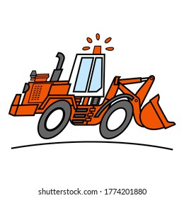 The loader is universal for utility services and road construction.  Vector scalable color drawing.